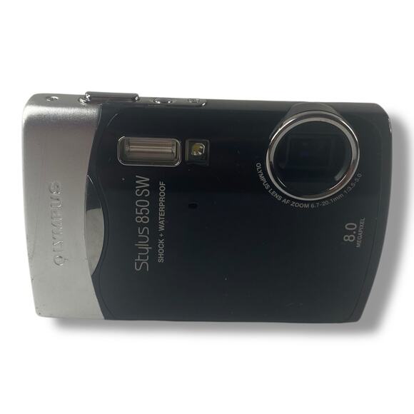 Olympus Stylus 850 SW 8.0MP Digital Camera - Black For Parts Lens Issue - Picture 1 of 6